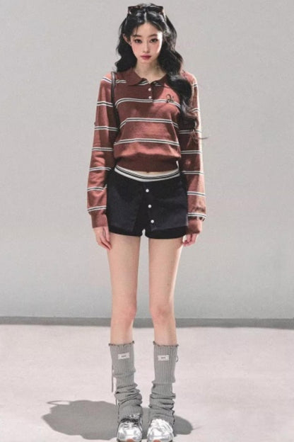 Polo Collar Knit Top