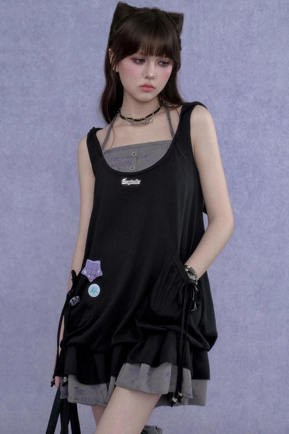 Graffiti Print Two-Piece Dress Set-Up