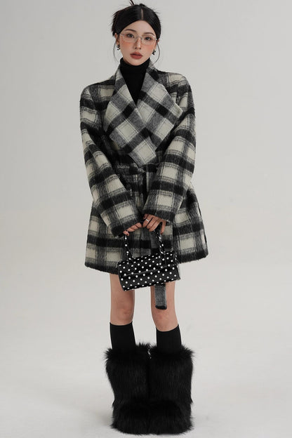 Elegant Plaid Wool Coat