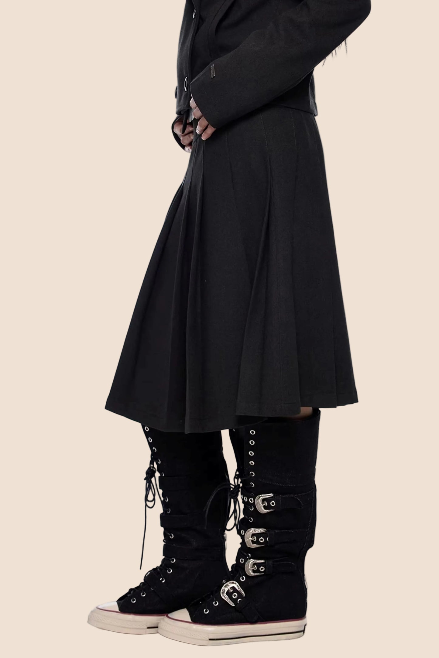 Retro Pleated A-Line Skirt