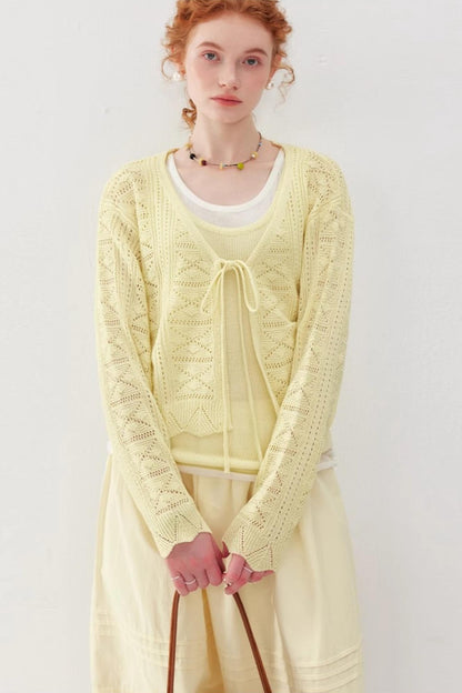 V-Neck Knit Sweater Cardigan