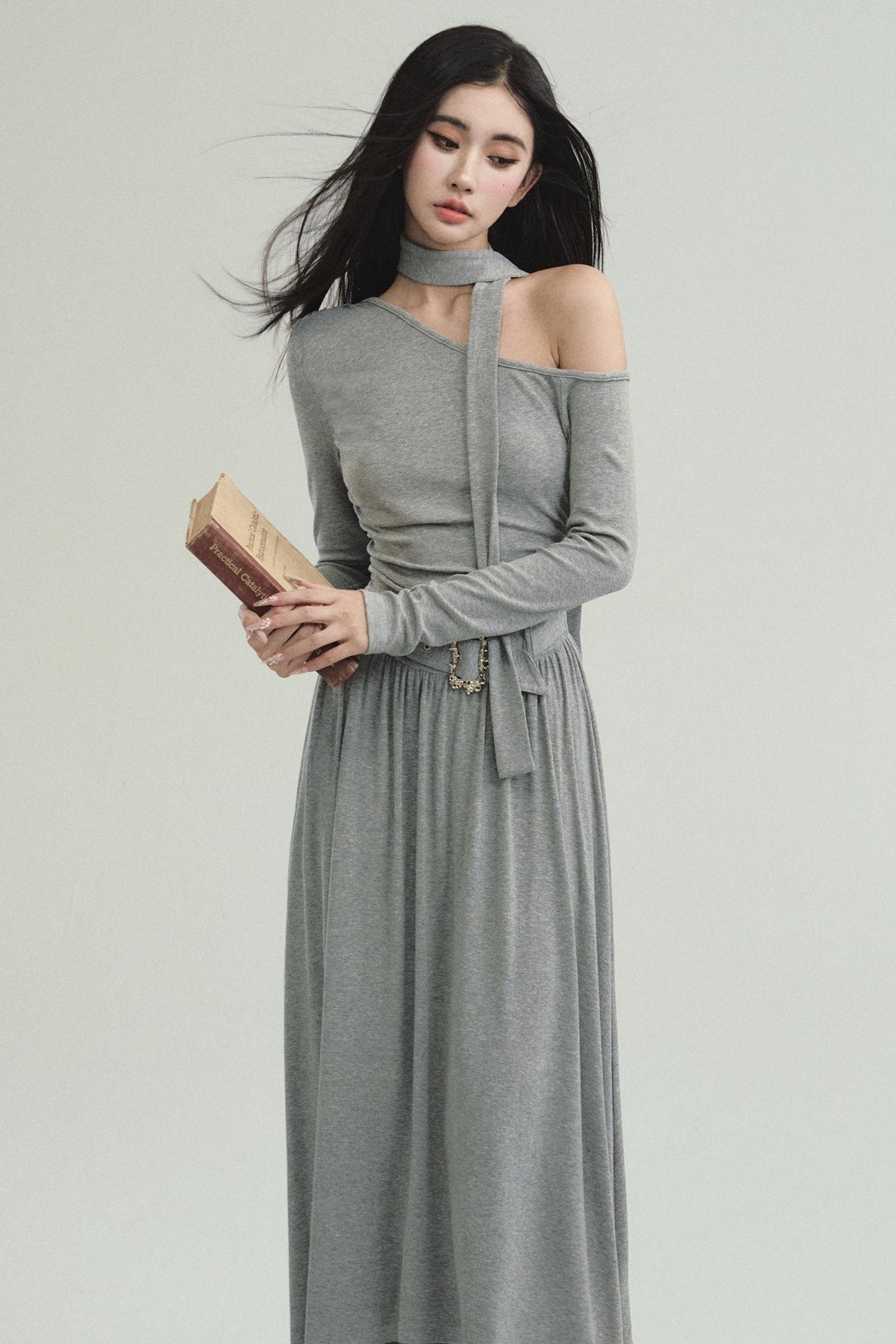 Pure Lust Knit Slanted Shoulder Dress