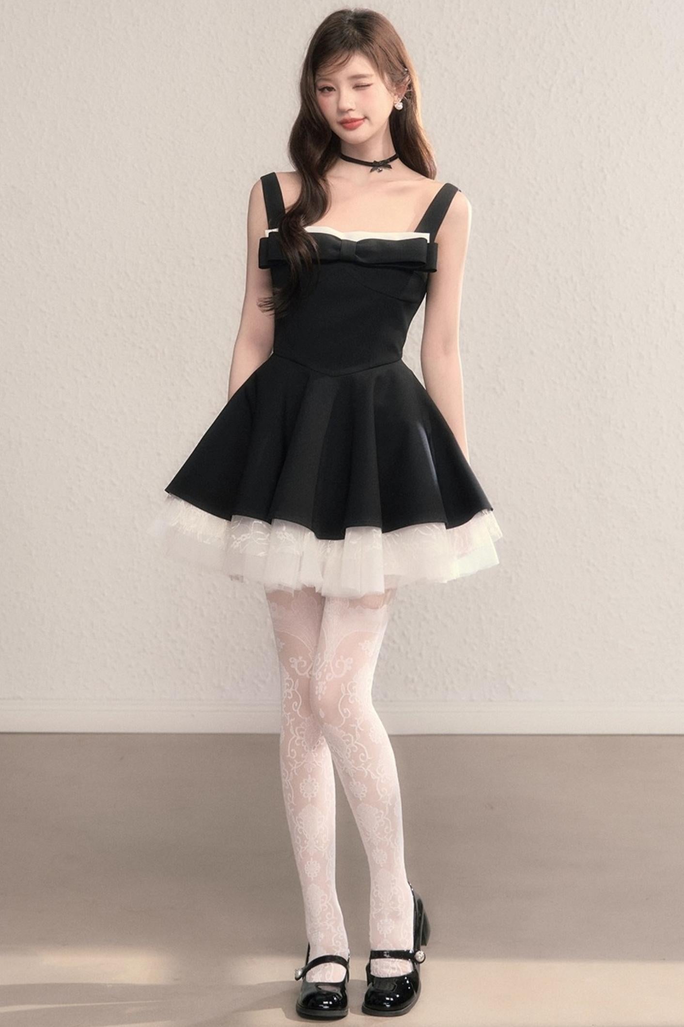 French Slimming Lace Hepburn Dress Set