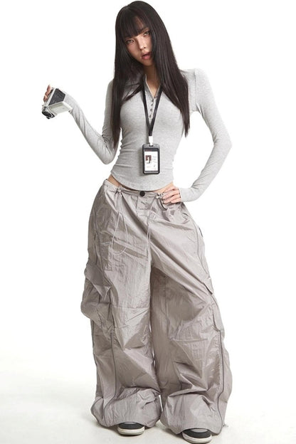 Button Knit Crew Neck T-Shirt