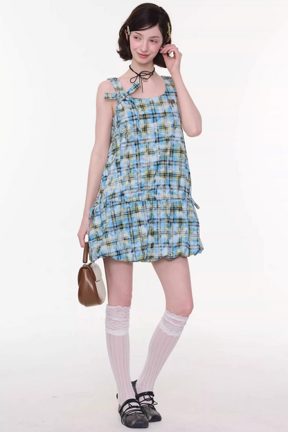 Lime Green Checkered Dress