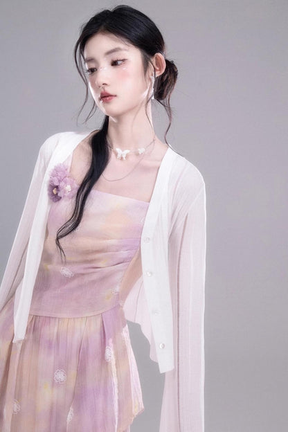 Purple Floral Sleeveless Dress