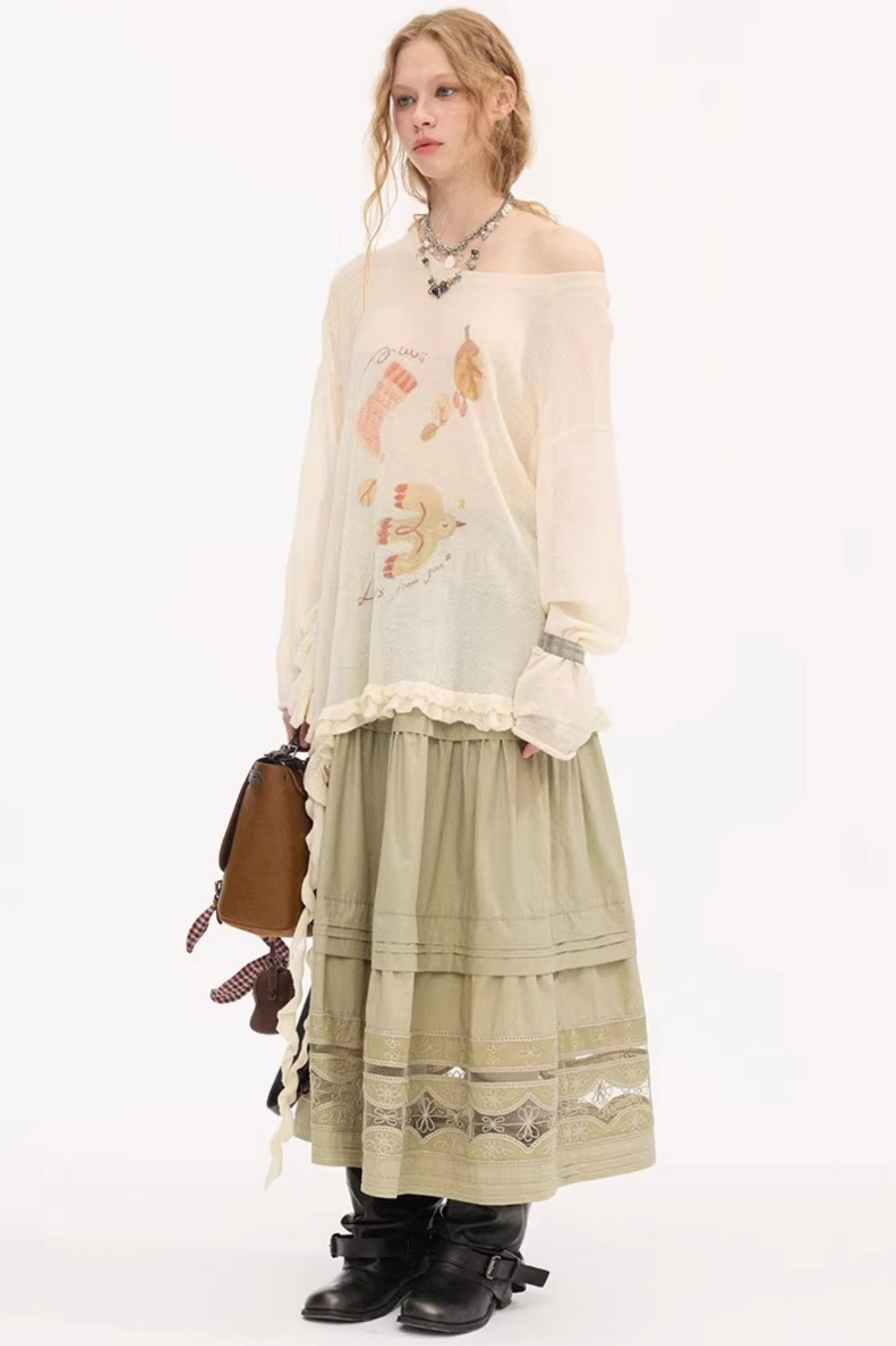 Ruffled Edge College Sweater