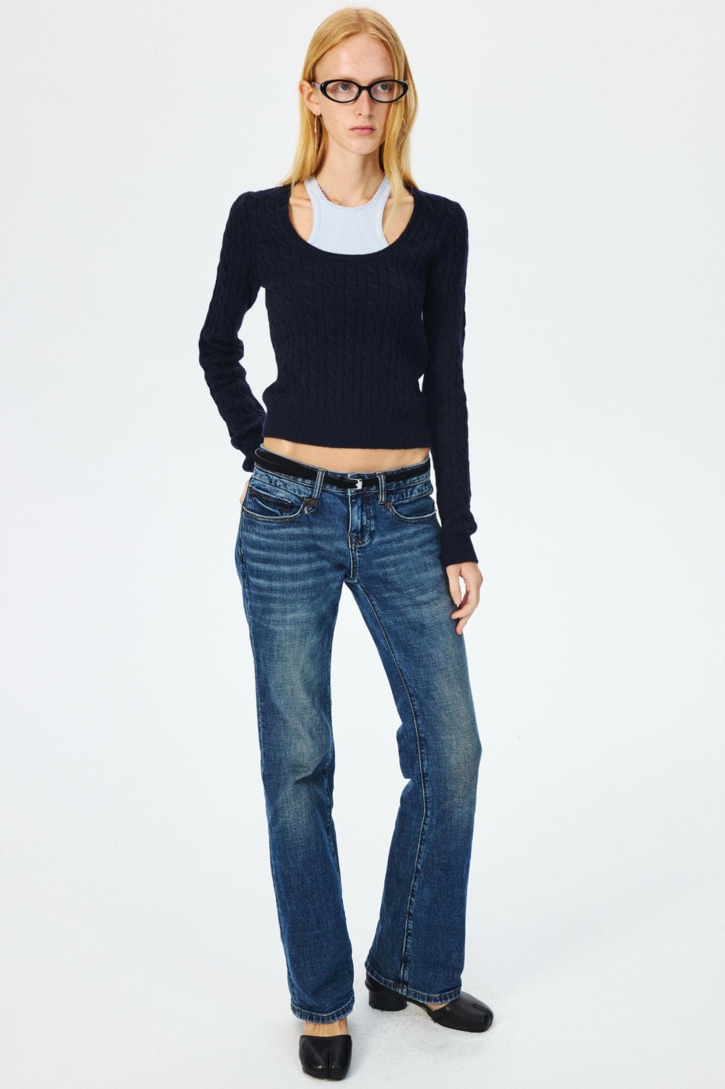 Wool Cropped Slim Fit Top