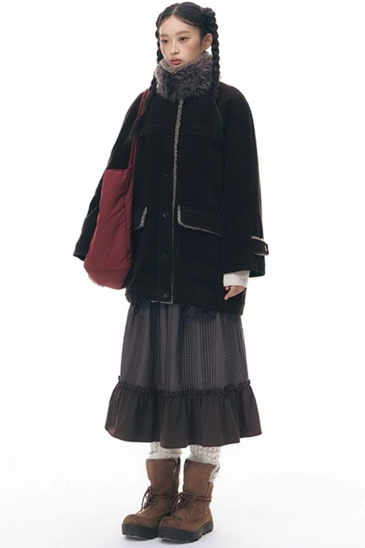 Corduroy Plush Patchwork Jacket