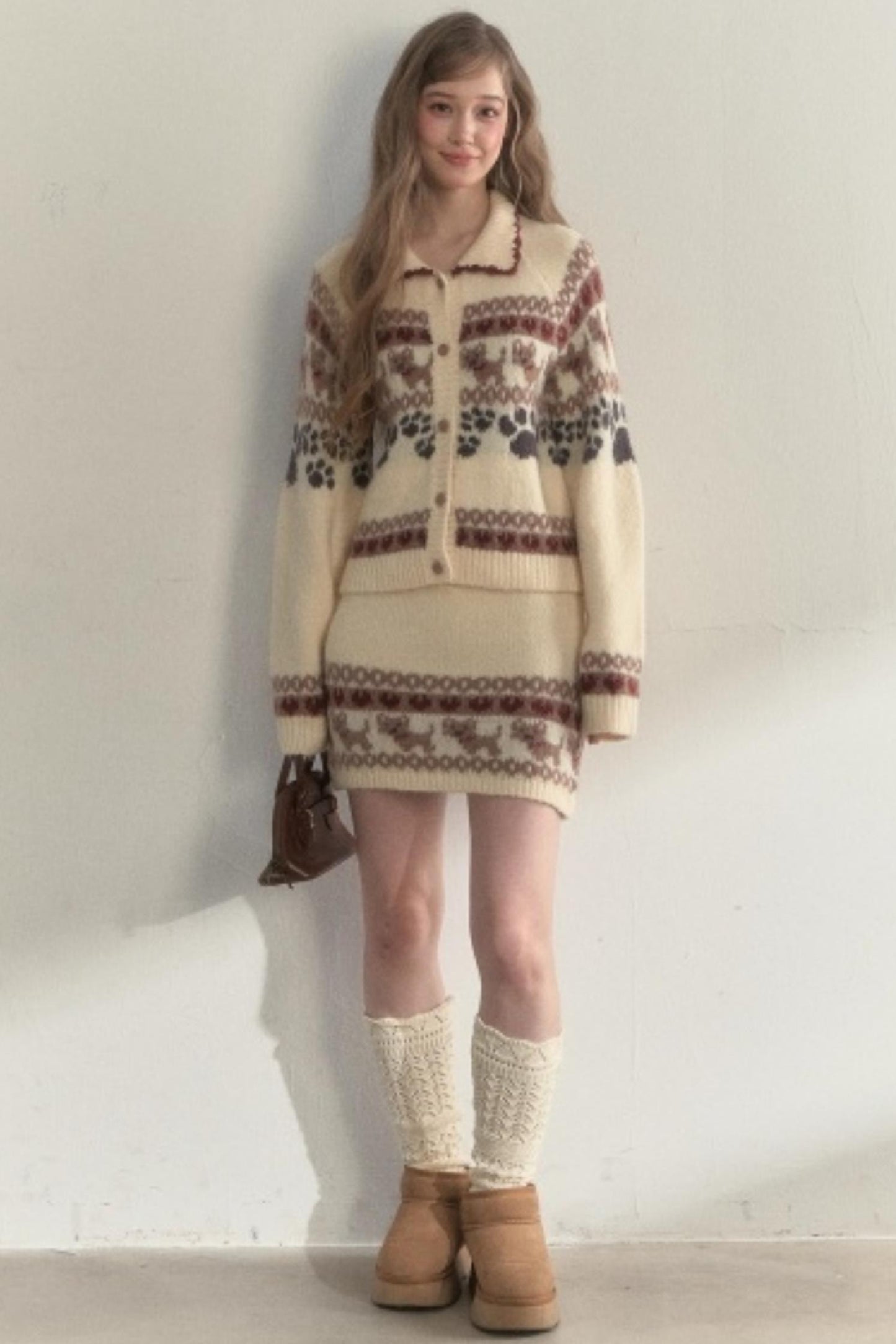 Vintage Knit College Style Sweater Set-Up