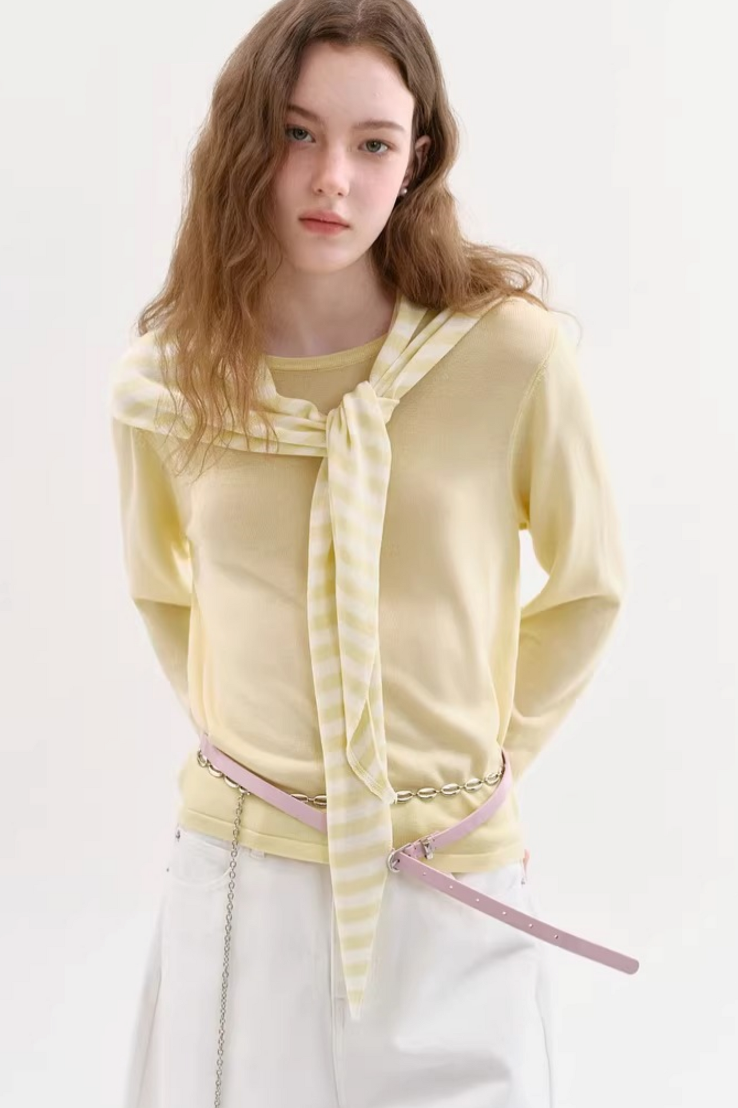 Tencel Striped Knit Shawl Set