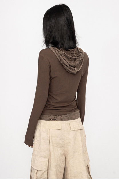 American Retro Long Sleeve Hooded Top