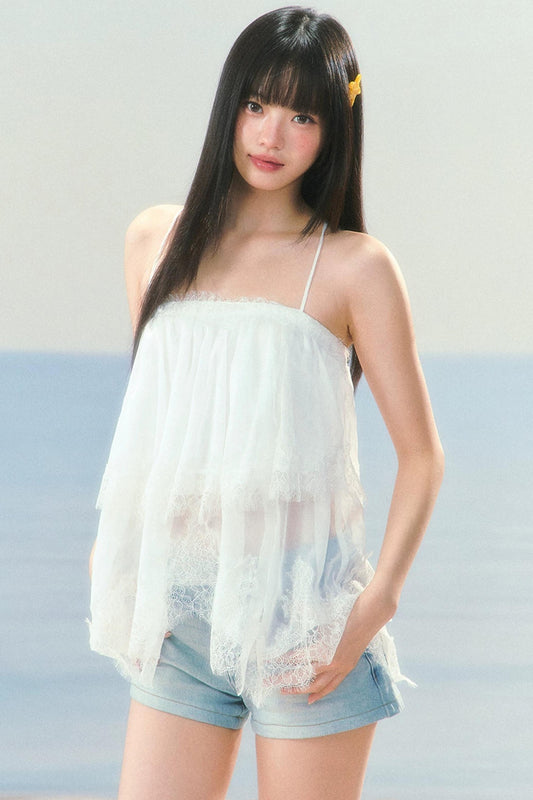 Lace Mesh Camisole Vest