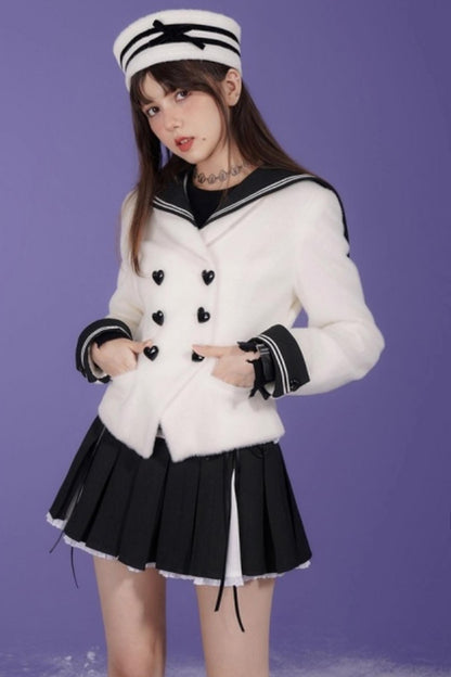 Golden Mink Sailor Collar Jacket