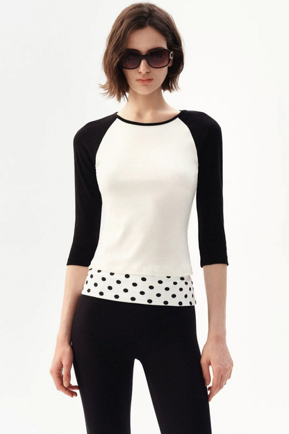 French Color-Blocked Raglan Top