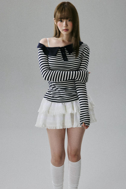 Off-Shoulder Wool Blend Top