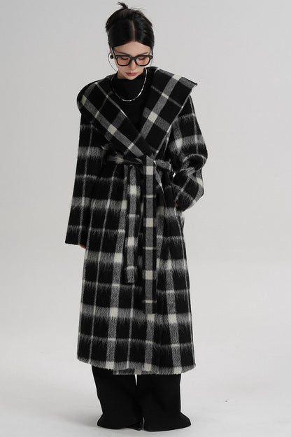 Plaid Alpaca Wool Coat