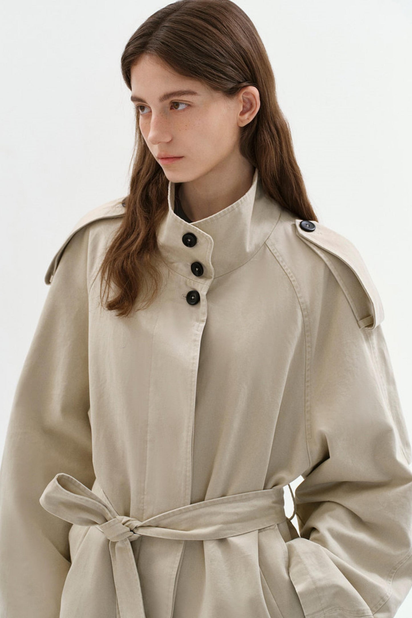 Washed Cotton Short Trench Coat