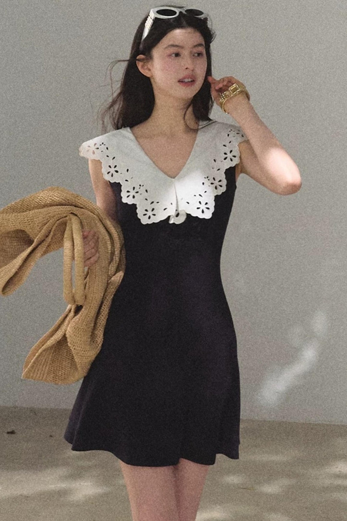 Cotton Sleeveless Backless Waist-cinching Dress