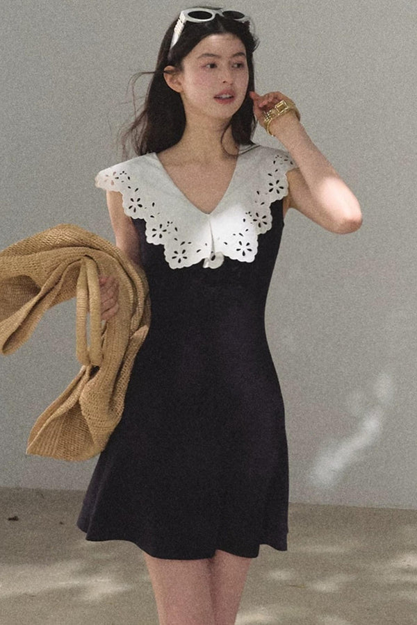 Cotton Sleeveless Backless Waist-cinching Dress