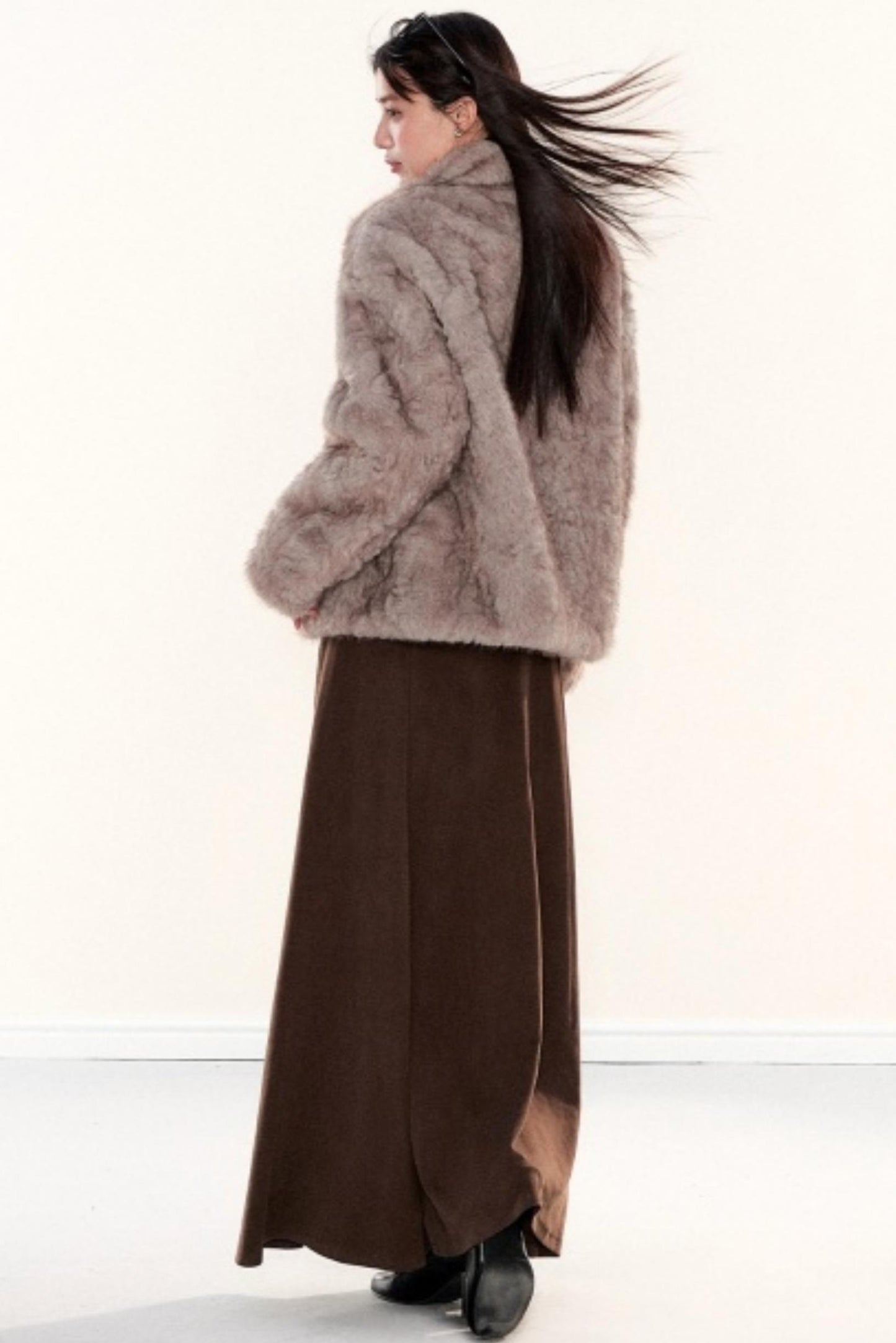 Stand-Up Collar Fur Coat