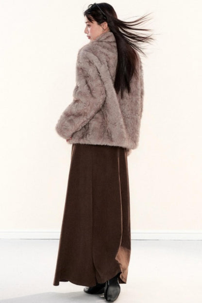Stand-Up Collar Fur Coat