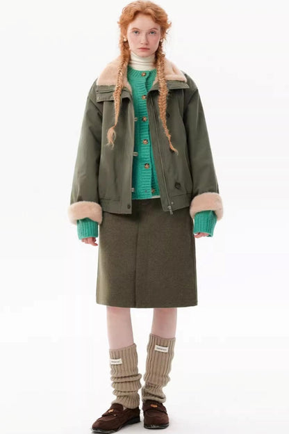 Retro Lapel Fur Winter Jacket