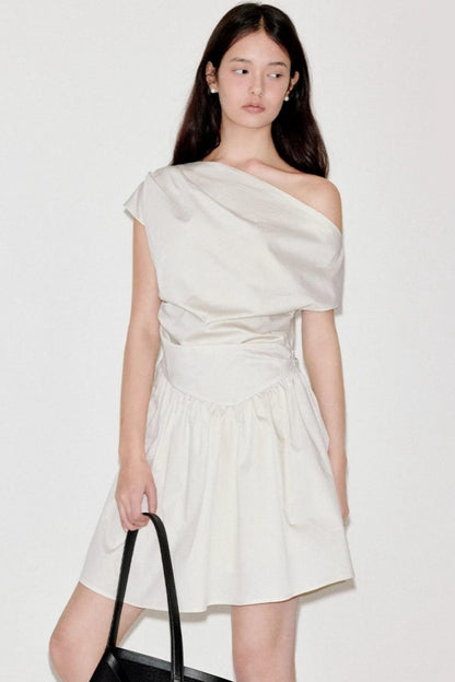 Upright Pleated Shoulder Dress
