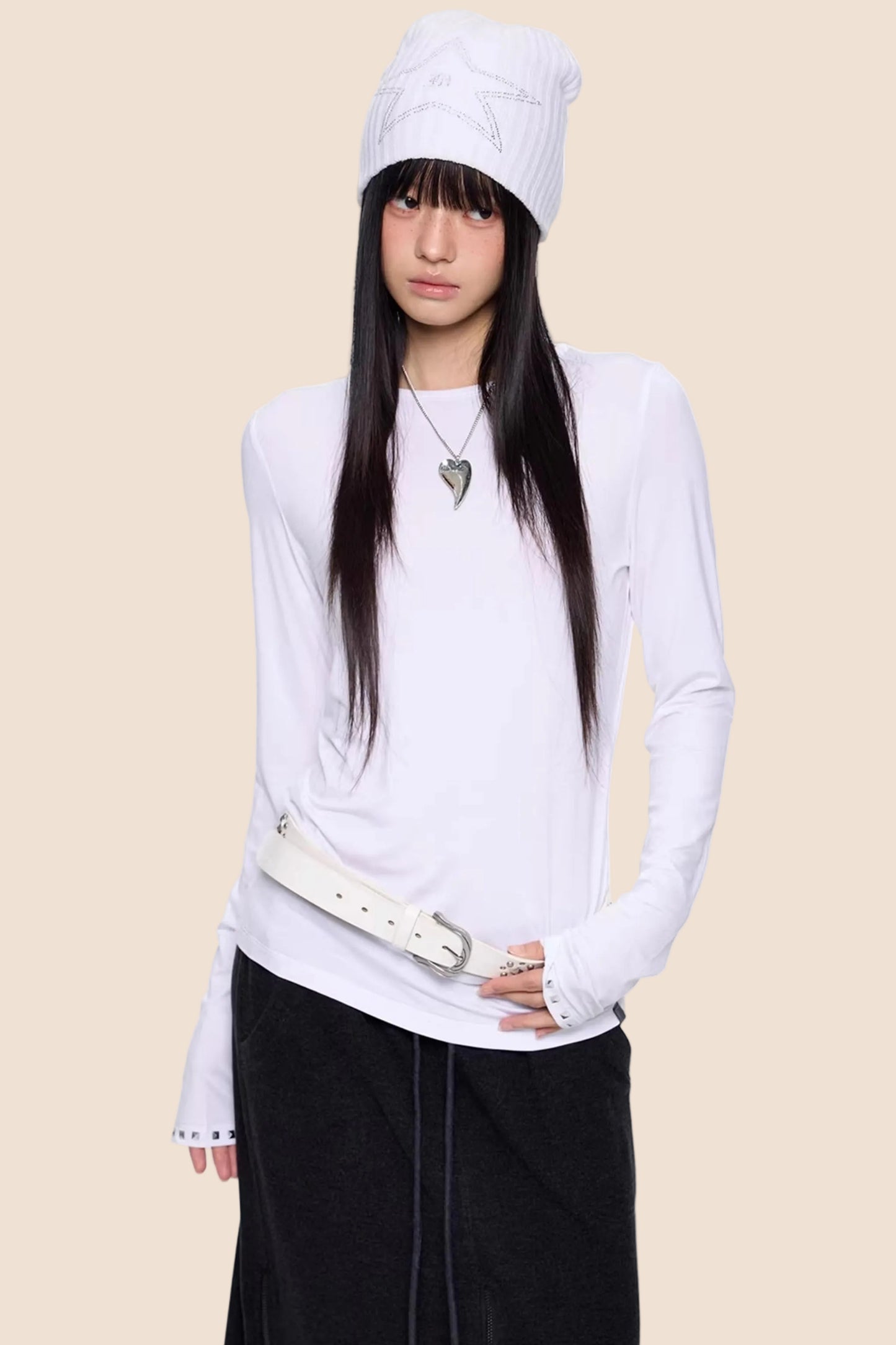 Retro-Slim-Oberteil mit Nieten