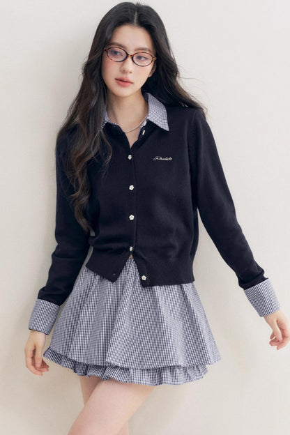 Elite Wool-Blend Plaid Cardigan Set-Up