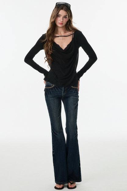 Blue Lightning Bootcut Pants