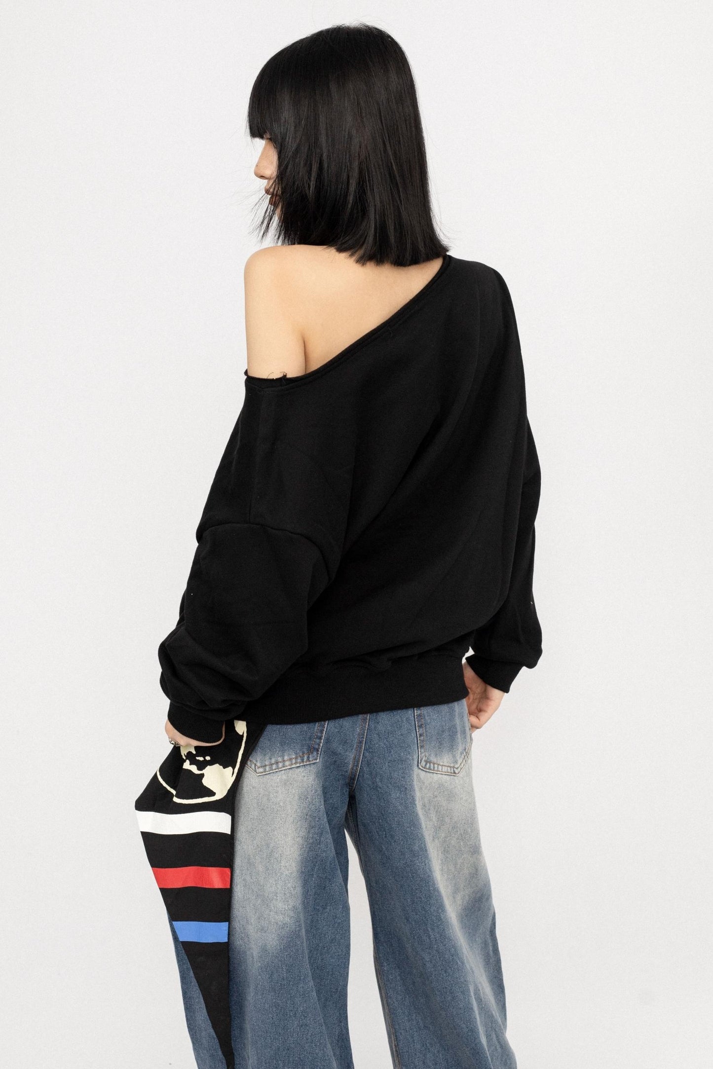 American Love Slanted Print Long Sleeve Top