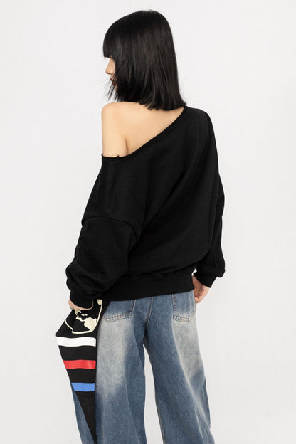 American Love Slanted Print Long Sleeve Top