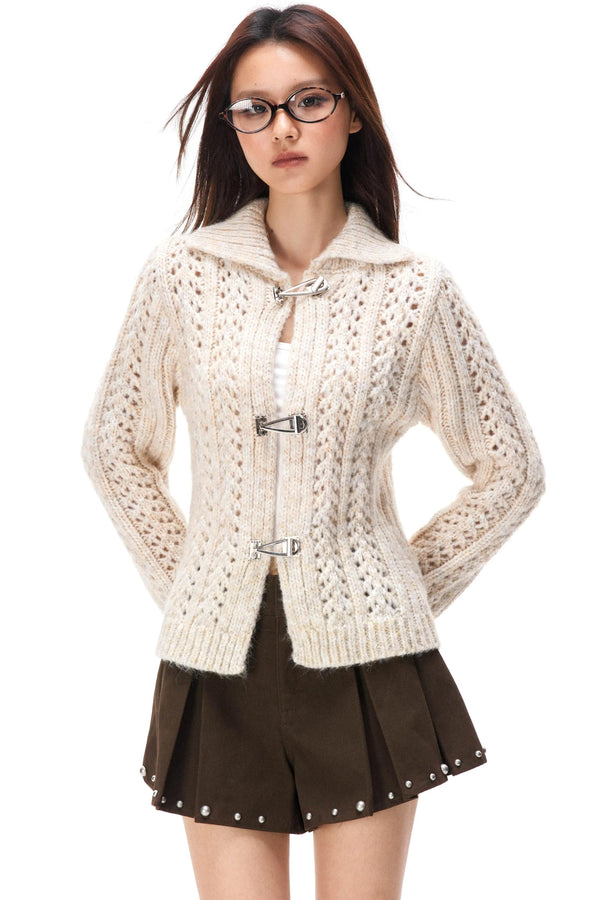 Hollow-Out Cable Knit Sweater