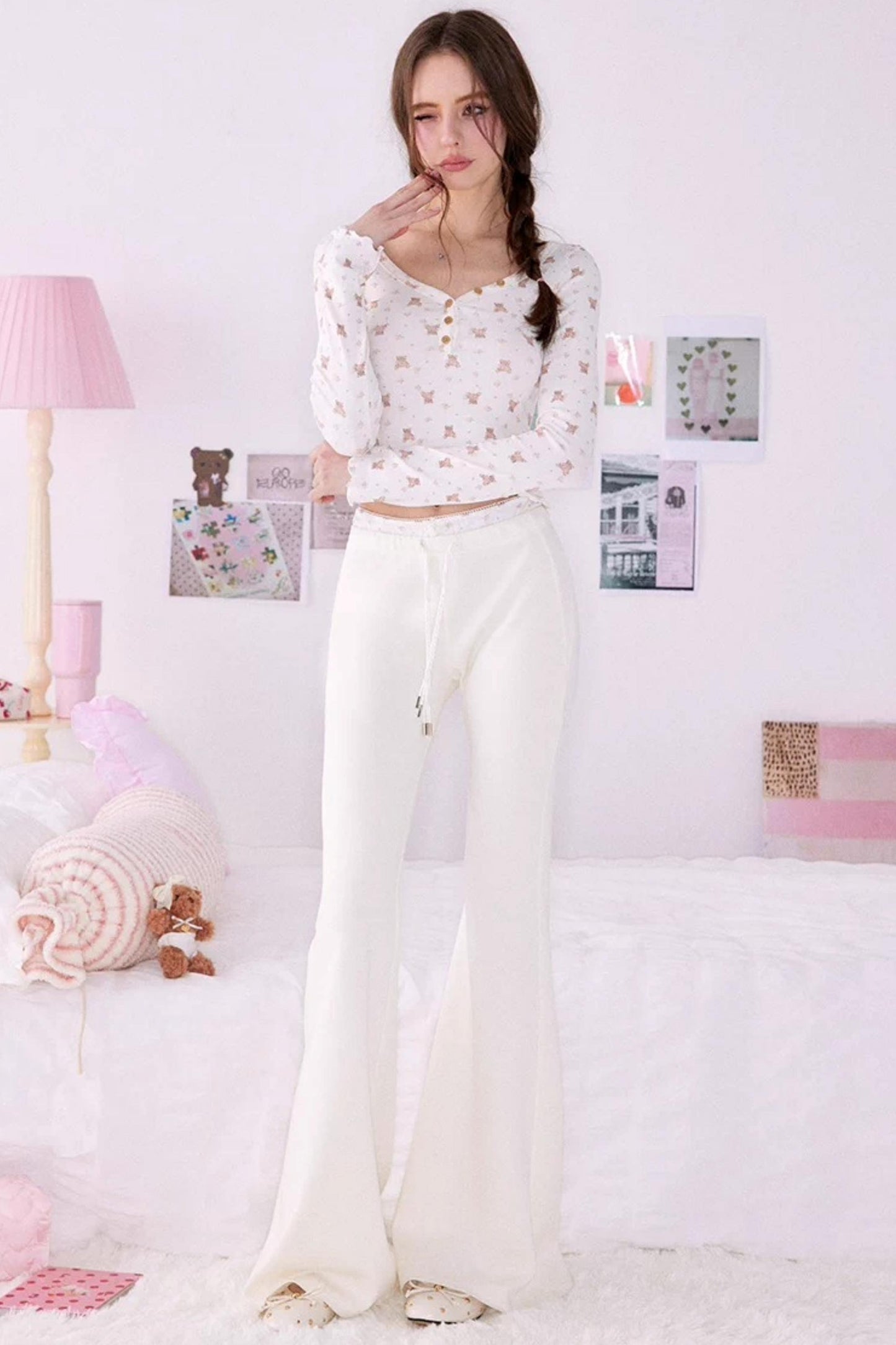 Bear Print Sweater Suspender Set-Up