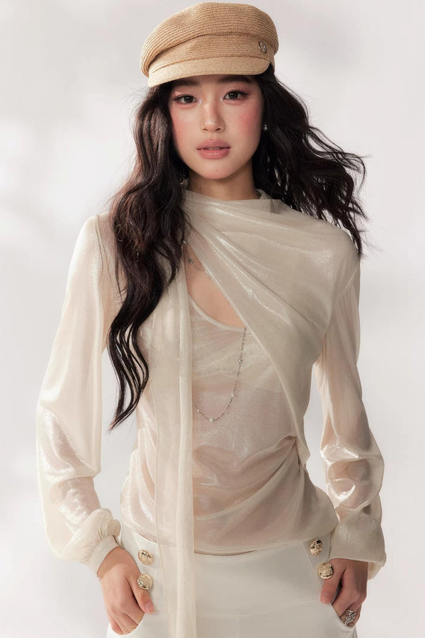Blusa de gasa plisada