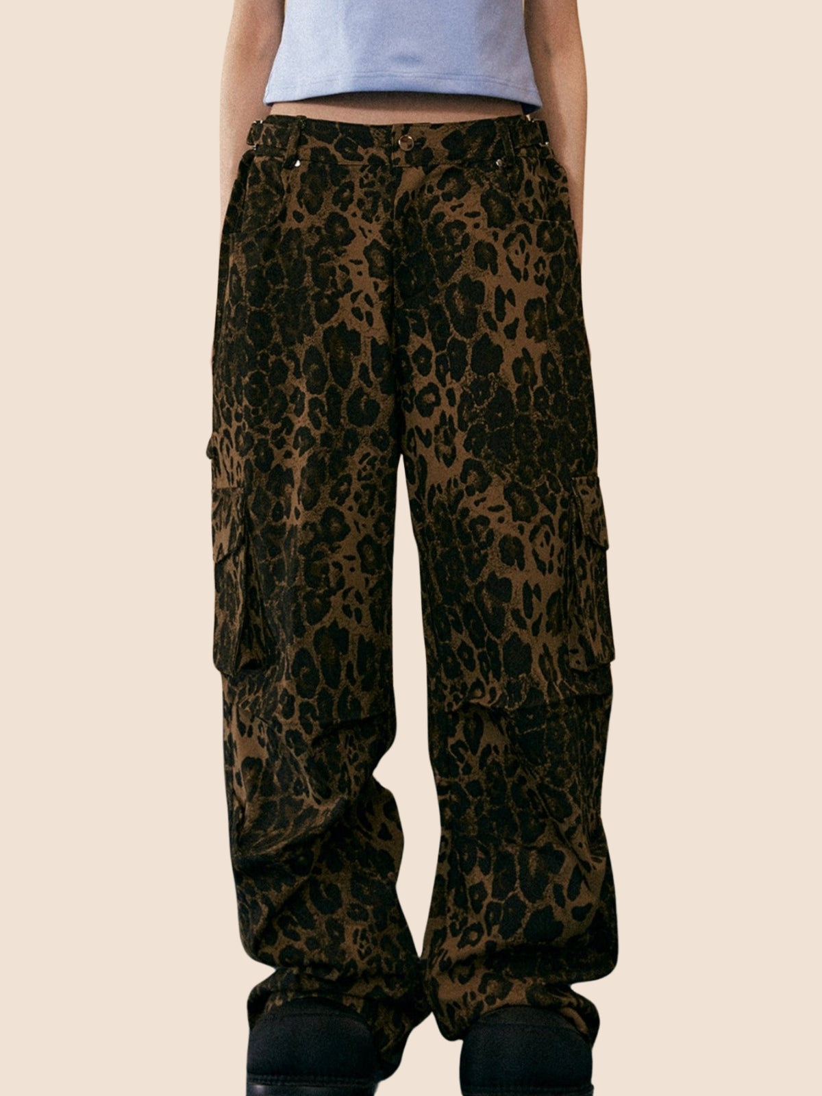 American Retro Leopard Print Casual Pants