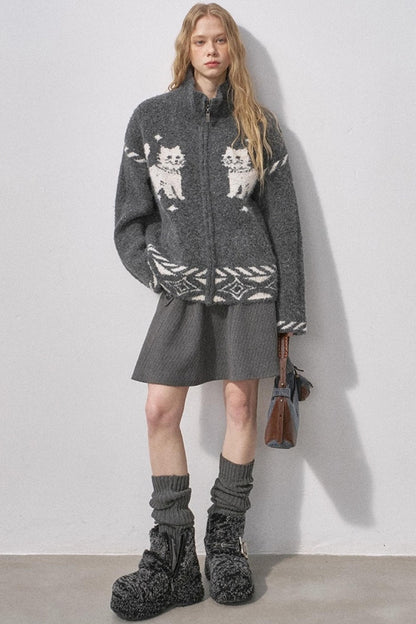 Plaid Wool A-Line Skirt