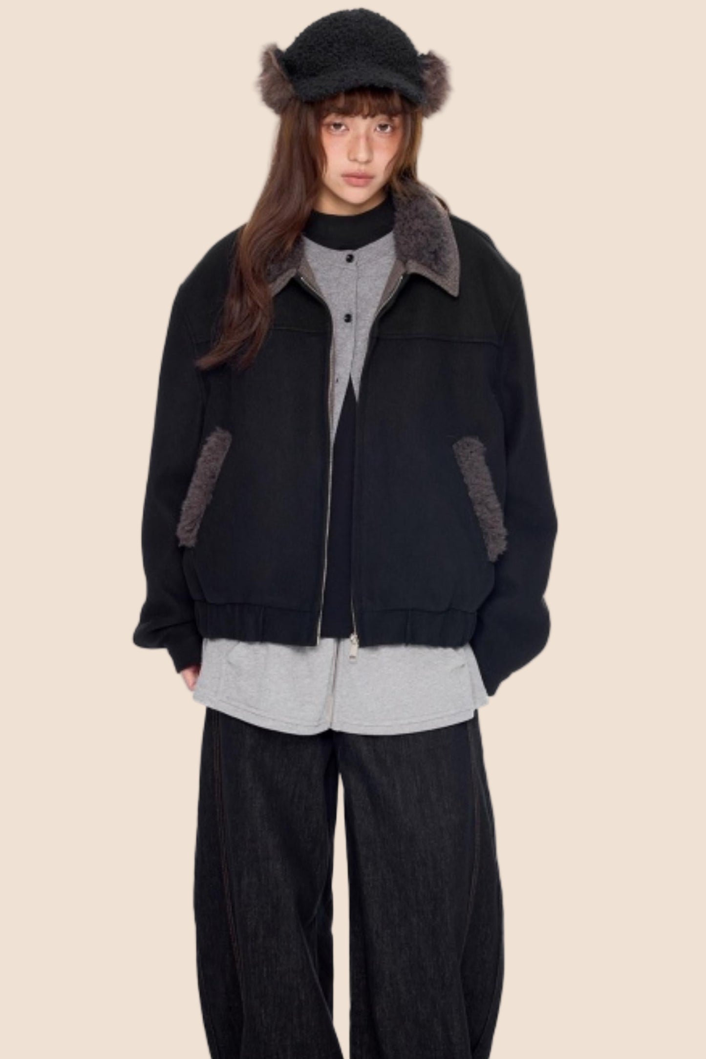 Fur Patchwork Cotton Jacket