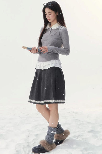 Faux Two-Piece Knitted Blouse