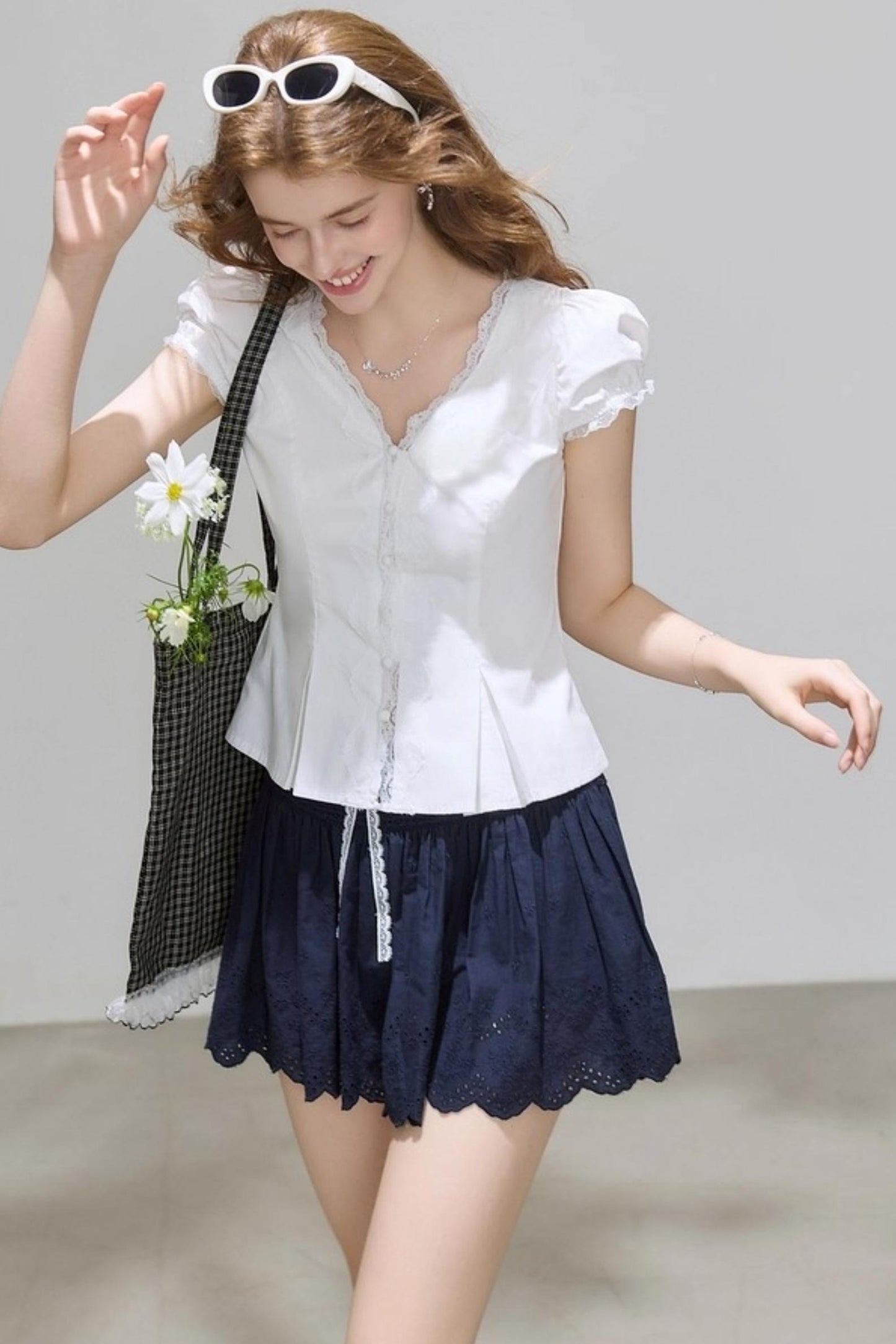 White V-Neck Slimming Shirt