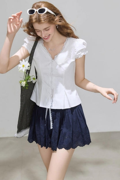 White V-Neck Slimming Shirt