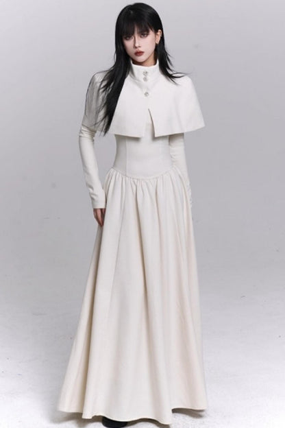 Off-White Cape Dress Set