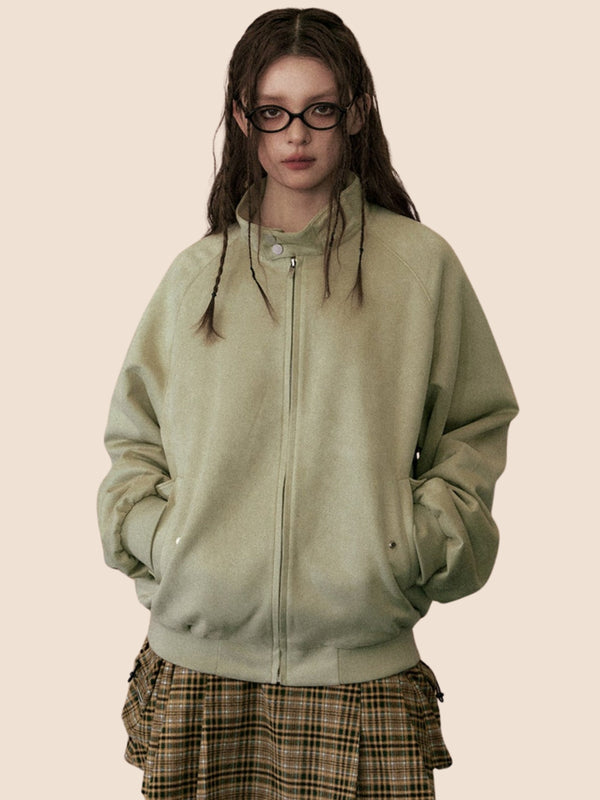 Light Green And Pink-Purple Casual Coat