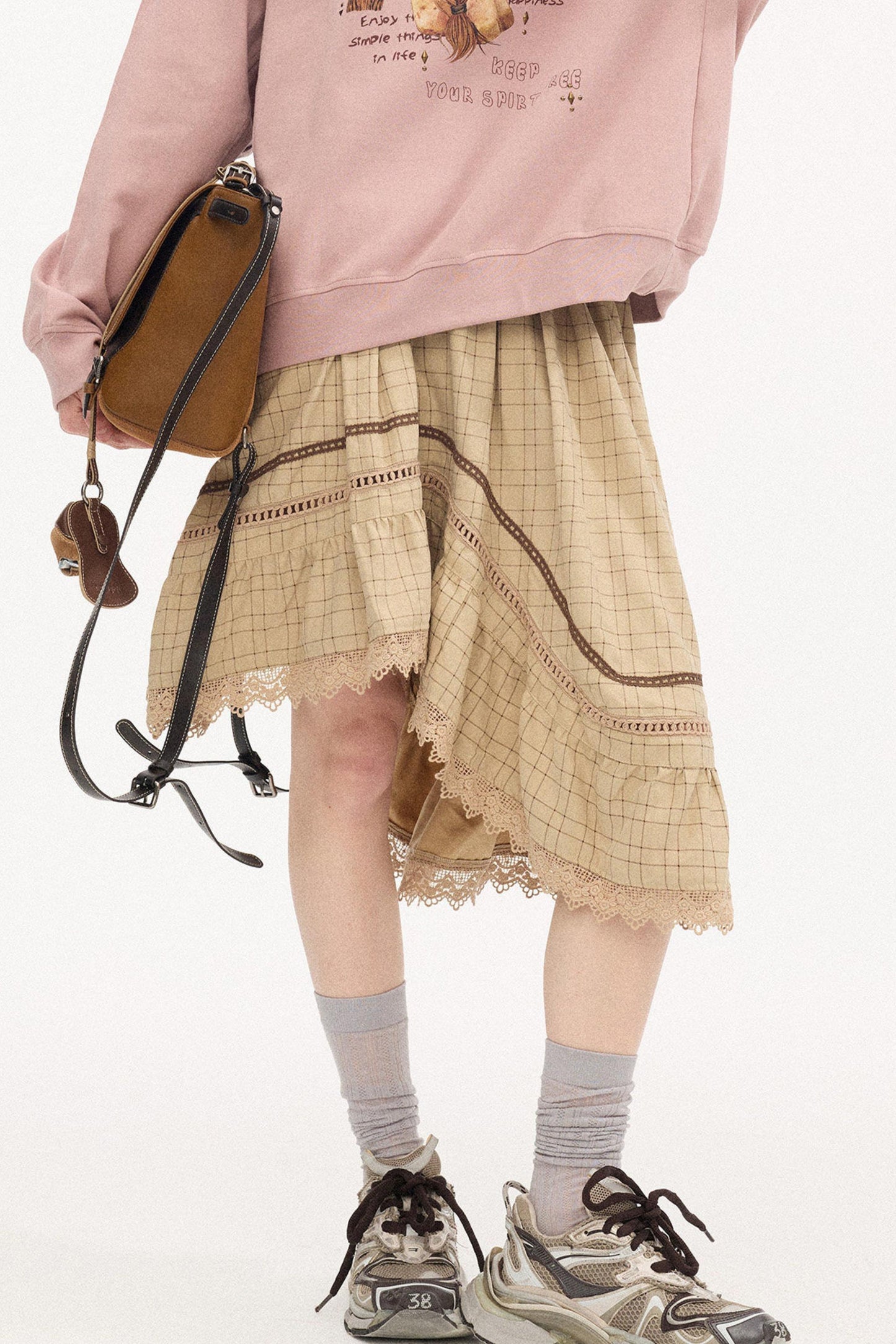 Irregular Wave Patchwork Midi Skirt