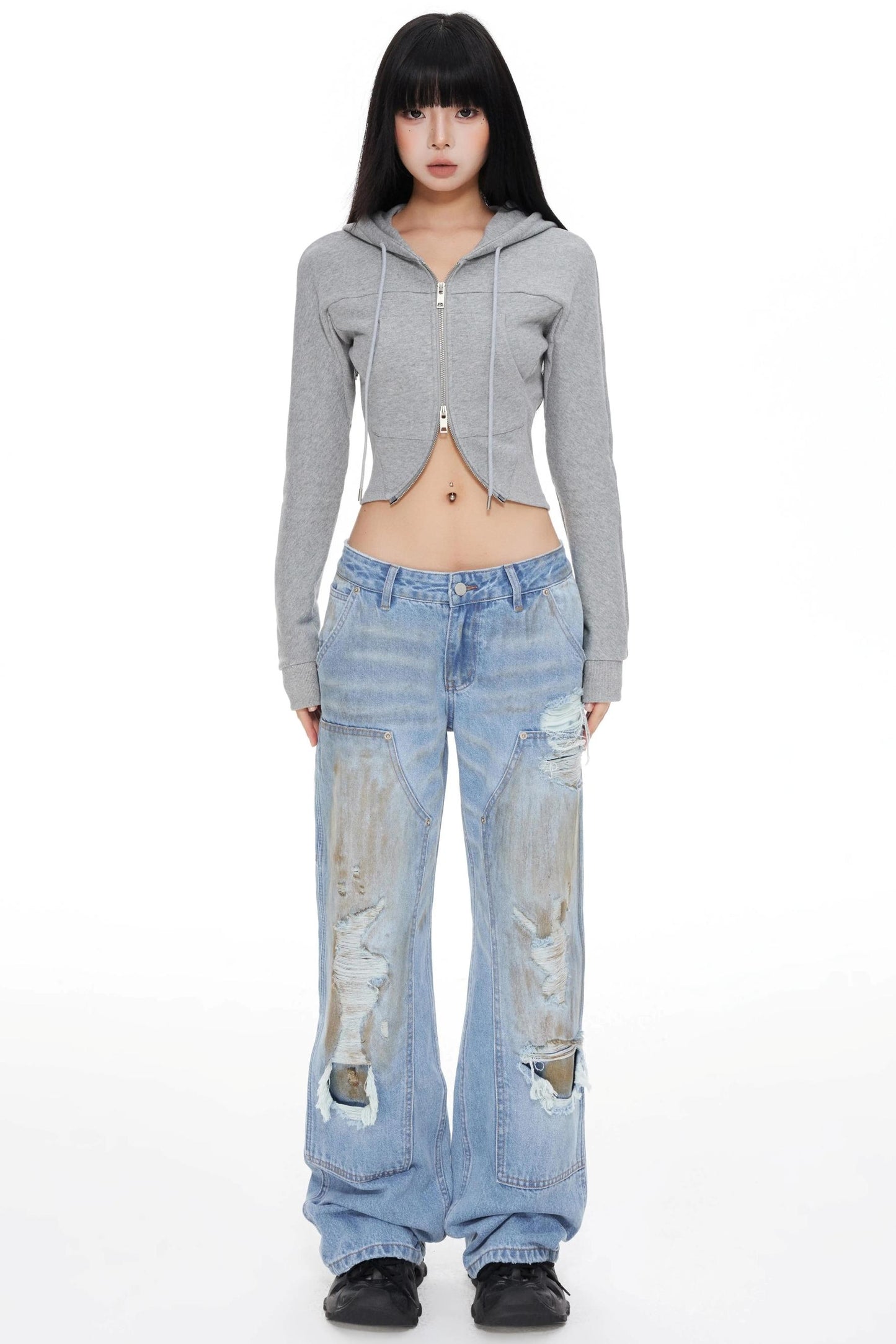 Wide-Leg Denim Pants
