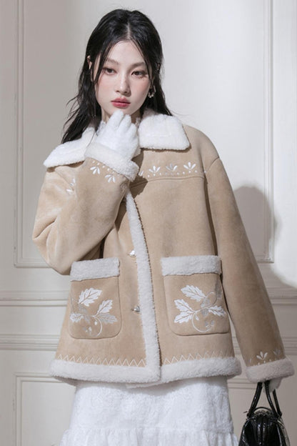 Warm Suede Embroidery Jacket