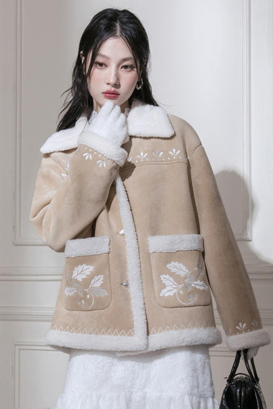 Warm Suede Embroidery Jacket