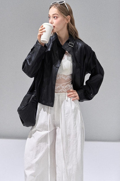 Black Leather Short Jacket