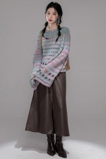 Rich Brown Leather Skirt